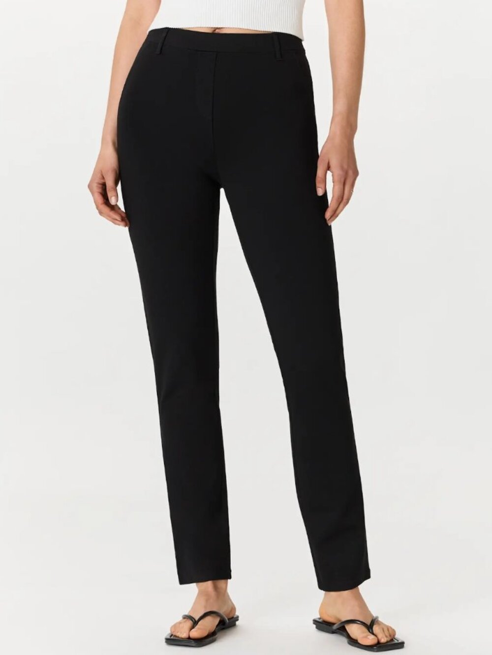 Quince Women’s M Ultra Stretch Ponte Straight Leg Pull on Pants Black Minimalist